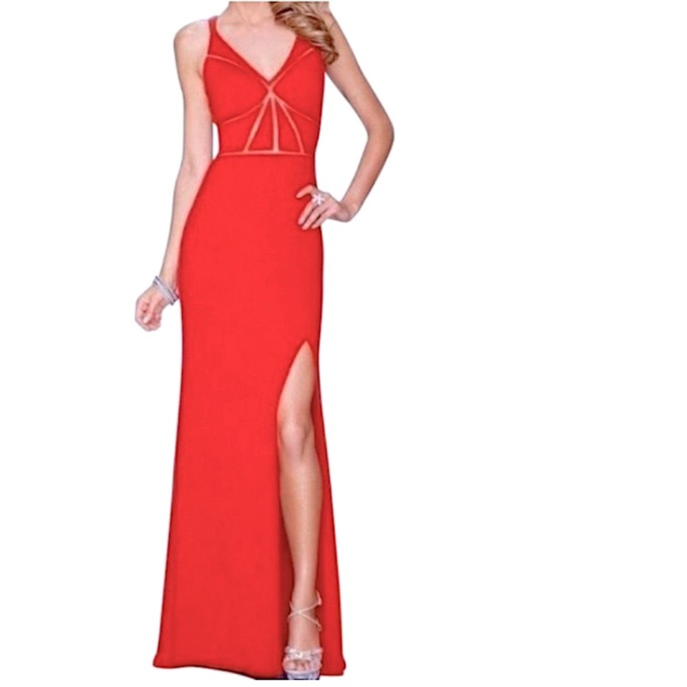 🔥La Femme Dress Gown Red Long Sleeveless Size 6